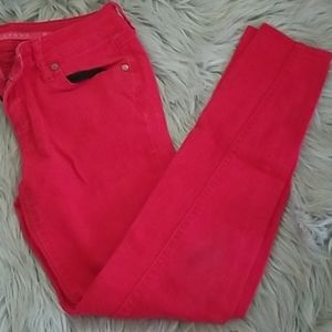 Red skinny jeans